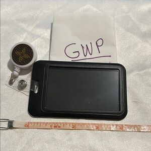 Black ID Badge Holder with Retractable Clip: LV design